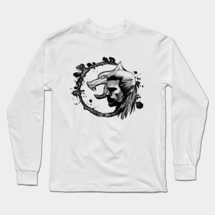 wolf black Long Sleeve T-Shirt